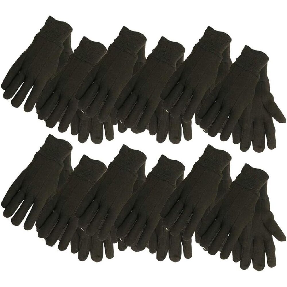 Gloves & Gear Adult Jersey Gloves, Brown, Large Pack of 12